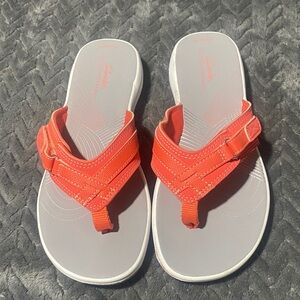 Clarks Orange and Gray Sandals